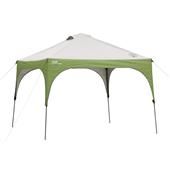 a green and white tent on a white background