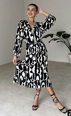 Great Shopping ZARA WHITE BLACK ABSTRACT GEO PRINT LONG BALLOON SLEEVE MIDI DRESS SIZE XS 8 10, Clothing Printed Balloons, Long Balloons, Zara White, Midi Shirt Dress, Sleeve Midi Dress, Midi Dress With Sleeves, Geo Print, Black Abstract, White Black