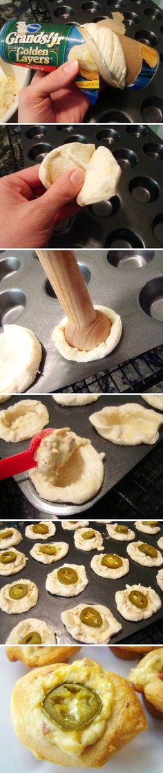 the process of making mini pizzas is shown here