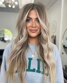 Long Fall Blonde Hair, Keaton Oaks Hair, Blonde Hair Lived In, Lived In Blonde Medium Length, Vyvanse Before And After, Blonde On Top Brown On Bottom, Blonde Hairlights On Brown Hair, Hair Ideas For Dirty Blonde, Subtle Money Piece Blonde