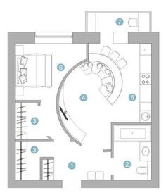 the floor plan for an office with furniture