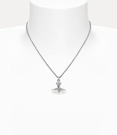 New Tiny Orb Pendant Necklace in PLATINUM | Vivienne Westwood® Into The Future, Vivienne Westwood, Three Dimensional, Lobster Clasp, The Future, Silver Tone, Platinum, Pendant Necklace, Japan