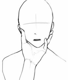 a drawing of a man with his hand on his face