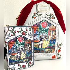 Loungefly Mini Backpack W/ Wallet - Disney Beauty And The Beast Scene Curtain And Roses With Gold Hardware Beauty And The Beast Scene, Loungefly Mini Backpack, Disney Now, Loungefly Bag, Disney Beauty And The Beast, Always And Forever, Mini Backpack, The Beast, Beauty And The Beast