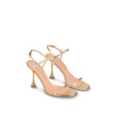 LOUIS VUITTON® - Blossom Sandal - Gold Louis Vuitton Heels, 7 Inch Heels, Shoes Louis Vuitton, Louis Vuitton Official, Louis Vuitton Shoes, Color Dorado, Dream Shoes, Women Collection, Calf Leather