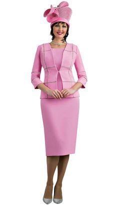 Lily and Taylor 4623 3 piece Crepe Skirt Suit Colors: Lavender, Pink, White Sizes: 4, 6, 8, 10, 12, 14, 16, 18, 20, 22, 24 Matching Hat Available H391 H388 Lavender H389 Pink H110 Pink Call (469)571-3647 or email DivasDenFashion@gmail.com to purchase hat Suit Colors, Dressy Hats, Crepe Skirt, Crepe Skirts, Lavender Pink, Matching Hat, Skirt Suit, 3 Piece, Pink White