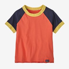 Built of soft 100% Regenerative Organic Certified® cotton with a timeless, universal fit, it's a T-shirt designed for playtime. Made in a Fair Trade Certified™ factory. | Patagonia Baby Ringer Cotton T-Shirt in Coho Coral, 12-18 Months - Kids' T-Shirts & Tops - Regenerative Organic Certified Cotton Casual Patagonia Organic Cotton T-shirt, Patagonia Organic Cotton Casual T-shirt, Playful Organic Cotton Tops For Playtime, Organic Cotton Graphic Print Tops For Playtime, Screen Print Short Sleeve T-shirt For Playtime, Relaxed Fit Organic Cotton Tops For Playtime, Organic Cotton Crew Neck Top For Playtime, Playful Organic Cotton T-shirt For Playtime, Casual Organic Cotton Crew Neck Top