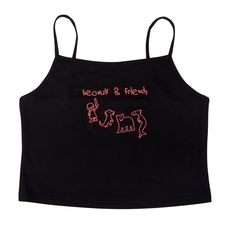 Keep our friends close, but our enemies closer. Black adjustable strappy crop top95% cotton 5% spandexSoft and stretchyCustom embroidered in the U.S.A., please allow for 3 additional days for production. Standard mannequin wears size S for all styles.This top is stretchy! For half sizes, we recommend that you downsize.Size S typically fits bust 30/32, waist 24/25. Y2k Fitted Tank Crop Top, Cotton Stretch Tank Top For Streetwear, Trendy Fitted Tank Top For Streetwear, Fitted Tank Top For Spring Streetwear, Fitted Cotton Tank Crop Top, Cotton Tank Top For Streetwear, Fitted Graphic Print Tank Crop Top, Y2k Cotton Crop Top For Summer, Y2k Style Cotton Crop Top For Summer