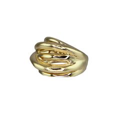 -18k gold plated multi-band ring with hammered and polished textures -Handmade in Brazil - Please note that our brand uses natural semi-precious stones--each piece has a unique texture, shine, and color Modern Hammered Gold Ring, Modern Gold Dome Ring With Open Design, Gold Stackable Rings With Wide Band, Modern Twist Gold Metal Rings, Hammered Gold Plated Ring, Gold Rings With Modern Twist And Wide Band, Gold Wide Band Ring With Modern Twist, Multi Band Ring, Wire Ring