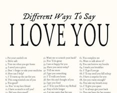 an advertisement for i love you written in black and white with the words different ways to say