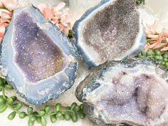 Super cute amethyst geode crystals from Brazil! Each one of these is either a geode end, or a geode slice, aka has a natural part of the outer matrix rock before it was opened. Beautiful formations and a cute look. These would be great for a boho house, beach decor, or really any home theme. Take a look at the video to see how each one sits and also for a full 360 look. You will receive the exact amethyst geode piece you choose! When you change the menu selection, the photo will update to the it Geode Crystals, Crystal Properties, Home Themes, Geode Slice, House Beach, Pretty Rocks, Boho House, Amethyst Geode, Crystal Decor