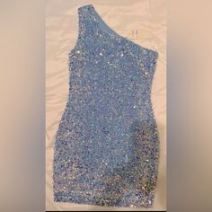 Brand New With Tags! Gorgeous Baby Blue Sparkle One-Shoulder Bodycon Dress In Size Small. Perfect For Prom, Homecoming, Or A Night Out. Shine And Stand Out In This Stunning, Unworn Piece With Tags! Promgirl Dresses, Baby Blue Dress, Baby Blue Dresses, Prom Girl Dresses, Blue Sparkle, Prom Girl, Blue Sparkles, Dress First, Baby Dress