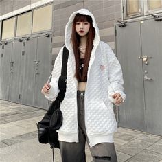 This is perfect for those who are looking for a clothing for a good price. It is fashionable, stylish, and it will look great on anyone who wears it. Do you wanahavit? White Harajuku Long Sleeve Outerwear, Trendy Oversized Long Sleeve Hooded Jacket, Oversized Trendy Hooded Jacket, Oversized Trendy Hooded Jacket With Long Sleeves, Trendy Oversized Hooded Jacket, Trendy Hoodie With Zipper Closure And Long Sleeves, Trendy Long Sleeve Hoodie With Zipper Closure, Casual Long Sleeve Sweatshirt With Zipper, Casual Long Sleeve Sweatshirt With Zipper Closure