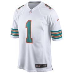 When Tua Tagovailoa is on the field, opposing teams take notice, so showcase your admiration of one of the top players in the NFL with this exclusive Miami Dolphins Game jersey from Nike. Complete with mesh panels for extra breathability, this jersey replicates the authentic one that Tua Tagovailoa wears every Sunday, giving you the perfect piece of gear for every Miami Dolphins game this season. Nike Game Jersey Color Style: Alternate Officially licensed Screen print name, numbers and team deta Teddy Bridgewater, Tua Tagovailoa, Nfl Miami Dolphins, Women Camping, Game Jersey, Uniform Design, Nfl Sports, Nike Fashion, White Brand