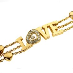 Chopard Happy Diamond Gold Heart Bracelet 0000231 Chopard Jewelry, Gold Heart Bracelet, Dancing Diamond, White Gold Bangle, Letter O, Yellow Gold Bracelet, Diamond Gold, Floral Jewellery, Accessories Jewelry Earrings