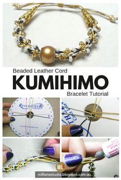 beaded leather cord kumhimo bracelet with instructions to make the clasps