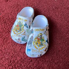 Harry Potter Clogs Size 36, Bought Brand New And They Came The Wrong Size And Cannot Return. In Original Shipping Bag. Never Worn White Non-slip Flat Clogs, White Flat Clogs With Rubber Sole, Comfortable White Clogs With Flat Heel, White Flat Clogs With Cushioned Footbed, Comfortable White Flat Clogs, Harry Potter Shoes, Slytherin Harry, Cute Harry Potter, Slytherin Harry Potter