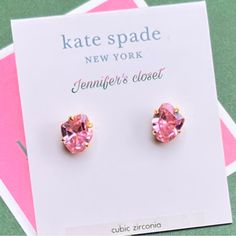 A Bit Of Sparkle To Complement Every Outfit, These Kate Spade New York Stud Earrings Are The Perfect Finish To Your Any Day Look. Color: Blush Set In Gold-Tone Mixed Metal; Glass Approx. Diameter: 2/5" Post Back Closure With Signature Spade Clutch Dust Bag Included New With Tags, Authentic Black Heart Earrings, Gold Knot Earrings, Black Stone Earrings, Kate Spade Bracelet, Gold Heart Earring, Daisy Studs, Mini Studs, Kate Spade Earrings, Mini Bows