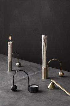 Modern Candle Holders Block Candles, Tall Candle Holders, Balance Art, Tall Candle, Candle Snuffer, Brass Candle