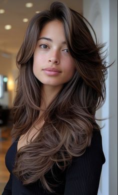 Middle Eastern Hair, Long Hair With Bangs And Layers, New Hair Look, Formal Hairstyles For Long Hair, Brunette Balayage Hair, Haircuts For Wavy Hair