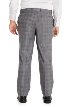 A sharp windowpane grid elevates modern dress pants shaped from a flexible stretch blend. Zip fly with hook-and-bar closure   69% polyester, 29% viscose, 2% elastane   Machine wash, line dry   Imported Elegant Plaid Bottoms For Business, Elegant Tailored Plaid Bottoms, Fitted Plaid Bottoms For Business Casual, Fitted Plaid Pants For Business Casual, Fitted Plaid Pants With Welt Pockets, Elegant Fitted Plaid Bottoms, Elegant Fitted Plaid Pants, Tailored Plaid Bottoms For Office, Fitted Plaid Formal Bottoms