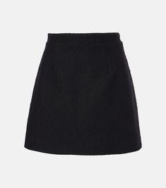 Iconic wool and cotton-blend miniskirt in black - Patou | Mytheresa Elegant Mini Skort For Winter, Elegant Winter Mini Length Skort, Elegant Mini Length Skort For Winter, Chic Winter Cotton Mini Skirt, Elegant Cotton Skort, Classic Cotton Mini Skirt With Lining, Classic Cotton Lined Mini Skirt, Workwear Mini Hem Lined Skirt, Chic Formal Cotton Skirt