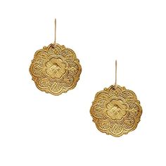 Cast from a pair of antique earrings hand carved by Romani peoples in the 1800s, Rebekah has treasured the originals as a part of her personal collection. Delicate scalloped edging gives the pendant a unique silhouette while intricate engraved details resemble patterns of sacred geometry. Handcrafted in 14k gold vermeil or sterling silver Approximate 3/4" hanging length Secured on our handmade earwire Shop the matching Romani Necklace Also available with gemstones Vintage Drop Earrings For Ceremonial Occasion, Vintage Ceremonial Drop Earrings, Elegant Carved Drop Earrings, Antique Yellow Gold Ceremonial Earrings, Antique Dangle Earrings For Ceremonies, Antique Ceremonial Dangle Earrings, Vintage Engraved Earrings For Wedding, Vintage Wedding Earrings Engraved, Victorian 22k Yellow Gold Jewelry