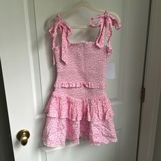 Nwt Emerson Dress From Katie J - Size Is L - I Would Say Fits Small 10-11 Year Old. Fabric Is Ditsy Floral. Cute Mini Sundress With Ruffle Hem, Mini Cotton Dress For Brunch, Cute Fitted Tiered Dresses, Cute Mini Spring Dresses, Playful Pink Twirl Dress With Floral Print, Fairy Kei Fitted Sleeveless Mini Dress, Pink Floral Embroidered V-neck Mini Dress, Pink Floral Embroidery V-neck Mini Dress, Playful Pink Floral Cotton Dress