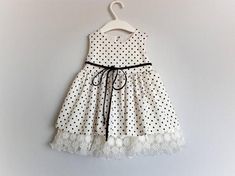 Baby girl dress black and white sleeve less size 3-6 month girl baby shower gift cotton silk dress unique one of kind dotted kids dress Cute Fitted A-line Dress, Elegant Fitted Sleeveless Dress For Dress-up, Chic Fitted Polka Dot Dress, Sleeveless Dress-up Dresses For Spring, Fitted Cotton Dresses For Spring, Non-stretch Polka Dot Dress For Spring, Summer Sleeveless Dress For Dress-up, Summer Lace Trim Dress, Summer Dresses With Lace Trim