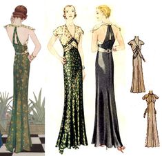 1932 Evening Gown E30-6983 – EvaDress Patterns 1920s Evening Gowns, Evening Gown Pattern, Vintage Fashion 1930s, Evening Dress Patterns, 1930 Fashion, 30s Fashion, Gown Pattern, 1930s Fashion, Vintage Mode