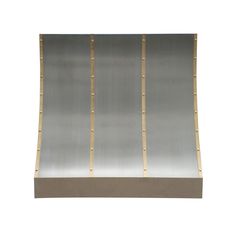 Custom Stainless Steel Slope Vent Hoods with Brass Straps SH8-4TR Custom Range Hoods, Metal Range Hood, Custom Vent Hoods, Kitchen Hood Design, Copper Hood, Steel Hood, Stainless Steel Hood, Custom Range Hood, Kitchen Hoods