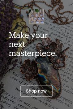 an image of a necklace with flowers on it and the words make your next masterpiece shop now