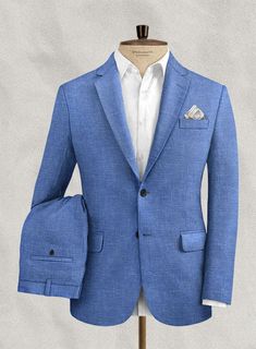 A superbly charming addition to your smart closet this season, opt for our Italian Linen Smoked Blue Suit. Crafted from pure linen, the versatile blue suit features a distinguished flair perfect for your most exclusive occasion. Look Includes Italian Linen Smoked Blue Fabric Two Button Jacket Style Notch Lapel Real Hor