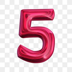 the number five in red foil on a white background