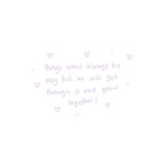 the words are written in pink and green on a white background, with small hearts