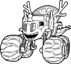 a cartoon monster truck with big wheels