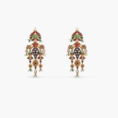 Akansha Modern Kempu Jadau Statement Drop Earrings Statement Drop Earrings, Scenic Beauty, 925 Silver Jewelry, Semi Precious Stones, Drop Earring, Silver Drop Earrings, Silver Earring, Gold Plated Silver, Gold Plating