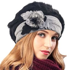 PRICES MAY VARY. GREAT FIT: Materials: 100% Wool, comfortable interior that wicks away moisture and keeps your head cool in high heat. keeps you warm and dry on winter and fall days. Lady Wool Felt Cloche Bucket Winter Hat-Size: Head measurement: 57.5cm, 22.6", Size 7-1/8. One Size Fits Most. DESIGN AND COLORS: This Wool Cloche Bowler decorate Flower, Feather, Bow, Mesh Veil, Elegant and charming designed especially to keep you warm and match all your dressy and laid-back ensembles you will be t Casual Formal Dresses, Knitted Beret, French Beret, Wool Beret, Floral Hat, Wool Berets, Winter Hats Beanie, Cap Dress, Beret Hat