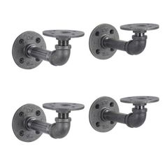 four different styles of shower faucets with handles and spigots on each side