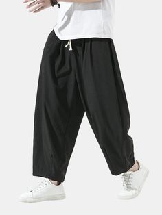 Package included:1*PantsPlease Note:Please see the Size Reference to find the correct size. Harem Pants Outfit, Men Pants, Chic Clothes, Fashion Chic, Clothes Online, Chinese Style, Mens Summer, Mens Clothing Styles