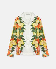 Discover Stella's Multicolour Lemon Print Silk Shirt today. Free standard shipping is available on all orders. Shop online now. Yellow And Olive Green, Printed Silk Shirt, Tangerine Orange, Lemon Print, Fruit Print, Green Silk, Lemon Yellow, White Shirts, Silk Shirt