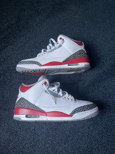 Clean no box size 13 Jordans 3, Jordan 3s, Red Jordans, Jordan 3 Retro, Jordan 3, Red Fire, Size 13, Art Reference, Jordan