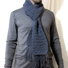 I Crocheted This New Handmade Dark Gray Scarf With A Chunky, Easy To Care For 100% Hemp Yarn. I Used A Loose Knit Crochet Stitch. The Color Is Dark Gray. This Oversize Scarf Is About 82" X 5". It Can Be A Mans Or Womans Scarf. Great To Wear All Year Long. A Scarf To Wear For Inside Or Out In The Cold Air. You Can Wear It Long And Loose Or Wind It Around Or Around And Around Your Neck To Make It Into A Muffler. Think Of How A Scarf Would Compliment Your Business Wardrobe. Wear This Warm Scarf For Casual Knitted Scarves, Casual Hand Knitted Yarn Scarves, Casual Knitted Scarves In Acrylic Yarn, Warm Casual Scarf In Acrylic Yarn, Warm Casual Acrylic Yarn Scarf, Casual Hand Knitted Winter Scarves, Casual Hand Knitted Winter Scarf, Handmade Casual Scarves For Fall, Casual Winter Scarves In Wool