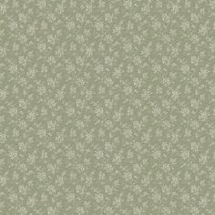 a green wallpaper with white flowers on it