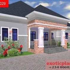 Visitors Toilet, Roof Pattern, Porch Dining, 4 Bedroom Bungalow, Orange Beef, Three Bedroom House Plan