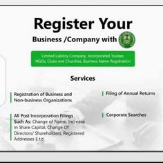 a business card with the words register your business