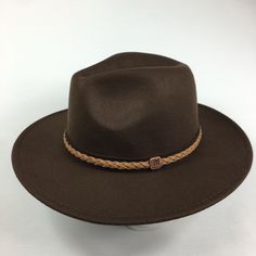 Brand New With Tags Frye Fedora Felt Braided Band Stetson Hat Size Osfm Brown Wide Brim Western New Classic Adjustable Fedora For Fall, Fitted Brown Panama Hat With Flat Crown, Casual Felt Hat With Curved Brim For Country Events, Adjustable Flat Crown Panama Hat For Fall, Western Style Panama Hat With Flat Crown For Fall, Casual Short Brim Felt Hat For Country Events, Casual Felt Hat With Short Brim For Country Events, Fitted Fedora For Fall Western-themed Events, Western Brown Fedora With Flat Crown