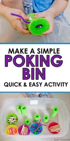 this simple poking bin is perfect for toddlers to play with and learn how to make them