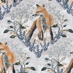 an image of a pattern with foxes on it