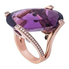 18kt red gold ring featuring an oval checkerboard cut Amethyst that is prong set in a “v” split shank on a slant.   - http://www.adelerjewelers.com/ Luxury Diamond Cut Amethyst Ring Fine Jewelry, Luxury Gold Rings With Stones, Luxury Diamond Cut Amethyst Jewelry, Luxury Diamond Cut Amethyst Ring, Luxury Amethyst Diamond Cut Ring, Luxury Amethyst Diamond Cut Jewelry, Luxury Amethyst Ring With 17 Jewels And Oval Shape, Luxury Rose Gold Amethyst Ring In Fine Jewelry Style, Luxury Oval Purple Diamond Ring